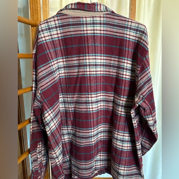 Denim and Co Burgundy Cotton Flannel Full Zip Long Sleeve Jacket 2X - Picture 2 of 7